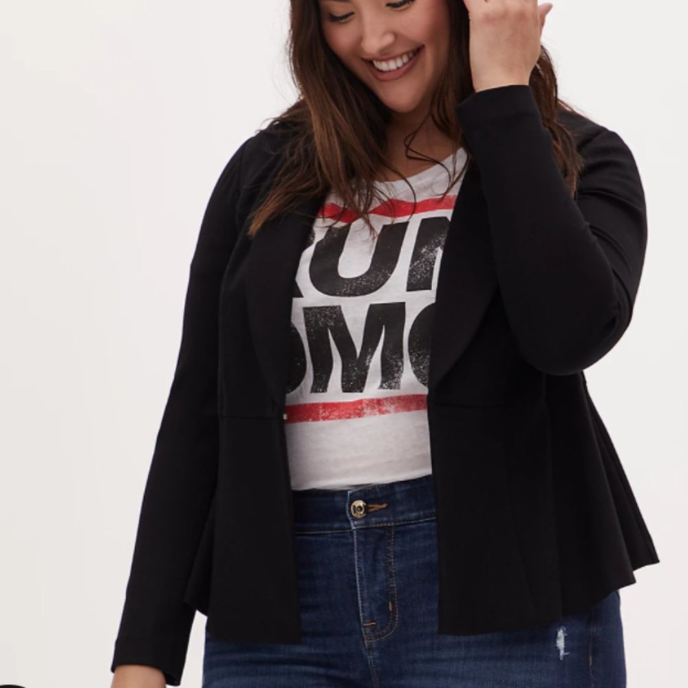 Torrid Ponte Stretch Peplum Blazer Black 1X